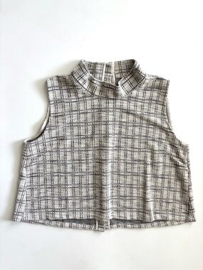 BURU Top Sleeveless Ivory Tweed Mod Crop NWT XXL 2XL